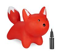 Relaxdays Zorro Saltarín Hinchable, Juguete Zorrito Saltador, con Hinchador, Desde 3 Años, Libre de BPA, Infantil, Rojo, 42 x 70 x 28 cm