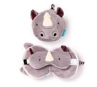 Relaxeazzz Rhino - Almohada Redonda de Viaje y máscara de Ojos