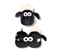 Relaxeazzz Shaun the Sheep - Almohada redonda de viaje y máscara de ojos de felpa, máscara de ojos para dormir, accesorios de viaje para niños, para dormir en avión, almohadas para el cuello
