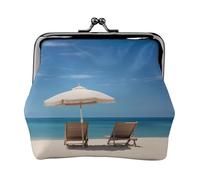 Relaxed Beach Print - Monedero de piel de microfibra para mujer, con cierre de beso, mini cartera para tarjetas y lápiz labial