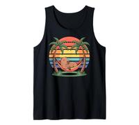 Relaxing Capybara, Sunset, Palm Tree, Summer capy Vacation Camiseta sin Mangas