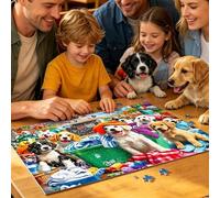 Relaxing Dog Puzzle Set, 1000 Piece Animal Jigsaw Game, Letter Back Sorting Puzzle Board Kit, Stress Relief Brain Training Activity, for Family Seniors Men Women Home Leisure Use