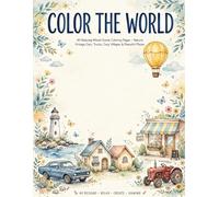 Relaxing Mixed Scenes Coloring Book for Adults: 40 Simple & Bold Designs of Nature, Vintage Cars, Cozy Cafes, Countryside Villages & More | Stress Relief Adult Coloring Book
