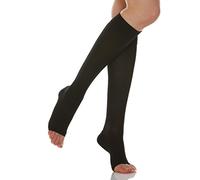 Relaxsan Basic 950A (1 Par - Negro 4/XL) Medias a la rodilla de prevención punta abierta 280 Den compresión graduada 22-27 mmHg