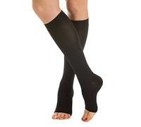 Relaxsan M1050A (Negro 4-XL) calcetines punta abierta hasta la rodilla de algodón médico de clase 1 - K1 compresión graduada