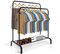 RELAXTY Burro Ropa Resistente - Perchero Burro Doble con Soporte, 146x110x54cm, Metálico, Organizador con Zapatero