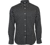 Relco Hombre Negro Morado Mostaza Lunares Manga Larga Camisa Cuello Abotonado