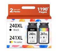 Relcolor Cartucho de tinta 240XL 241XL compatible con Canon 240 241 XL Black Color Cannon PG240 CL241 para MG2220 MG3620 MG3600 TS5120 TS5100 MG3520 MG3120 MG3122 MX452 MX533 2 MX47. Paquete de 2