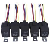 Relé de 12 V, 24 V, 40 A, 4 pines y 5 pines for coche con terminal de cobre rojo y negro.(12V 4PIN)