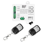 Relé de control remoto con interruptor de control remoto 433 MHz 220 V 230 V 2 canales, receptor con 2 transmisores de mando a distancia, potencial-libre contactos Controller