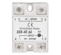 Relé de estado sólido, SSR-40AA 40A Entrada de CA-CA 90-250V CA Salida 24-480V CA Módulo de relé de estado sólido LED Relé de metal plástico
