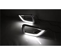 Relé De Luz Diurna LED con Luz De Giro Y Orificio para Faro Antiniebla, Cubierta Negra Brillante, para Nissan para Navara NP300 2015-2016 Coche Faro Principal Montaje(Blanco)
