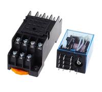 Relé de potencia MY4N, 1 unidad, CC 12 V CA 12 V CC 24 V CA 24 V, bobina 5 A, 4 NO, 4 NC, indicador LED, carril DIN, relé de tiempo de 14 pines con base de zócalo.(DC,110V)
