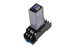 Relé de tiempo con pantalla digital LCD ajustable pequeño H3Y-4, retardador de control de tiempo de ciclo de tiempo dual, CC 12 V, 24 V, CA 220 V, con base, 2 unidades