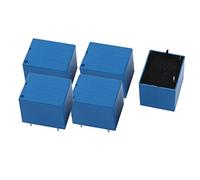 Relé electromagnético de bobina de potencia miniatura, 5 unidades, CC 12 V, 4 terminales SPST NO, color azul