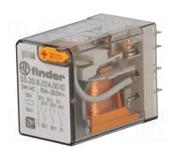 Rele finder 24vac 3ctos con pulsador de prueba 10a/250vac 55338024.001