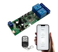 Relé inteligente Zigbee de 2 canal con control remoto 433RF para eWelink, Tuya Smart Life, Philips Hue, SmartThings Hub, Interruptor momentáneo/enganche para Alexa Google Home (requiere ZigBee Hub)