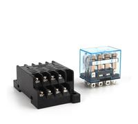 Relé intermedio HH64P LY4NJ 10A Micro pequeño relé electromagnético ACDC12V24V AC110V 220V 380V con Base de enchufe de 14 pines PTF14A 1 Uds(With socket,AC 380V)