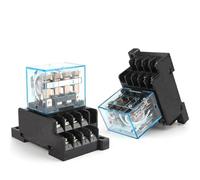 Relé intermedio HH64P LY4NJ 10A Micro relé electromagnético pequeño ACDC12V24V AC110V 220V 380V con Base de enchufe de 14 pines PTF14A 1 Uds(With socket,AC 24V)