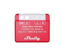 Relé interruptor Z-Wave rojo - Shelly - Wave 1PM Mini LR - Control a través de Shelly Smart Control - Android, Apple iOS