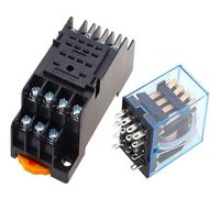 Relé MY4 Relé de potencia DC12V DC24V AC110V AC220V Bobina 4NO 4NC Carril 14 pines + relé(AC,48V)