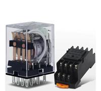 Relé MY4P HH54P MY4NJ bobina General DPDT Micro Mini interruptor de relé electromagnético con Base de enchufe LED AC 110V 220V DC 12V 24V 1 Uds(DC,220V-with Base)