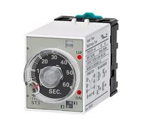Relé temporizado multifunción ST3P con retardo de encendido y alimentación CA/CC (12 V CA-CC, A-E 60 seg. - 6 horas)