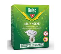 Relec Día y Noche Difusor Electrico y Líquido Antimosquitos, Repelente Antimosquitos 35 ml, Eficaz Contra El Mosquito Tigre, Protección contra Picaduras de Mosquitos en Zonas Templadas