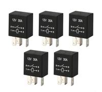 Relés automotrices de 12 V 30 A de 4 pines, paquete de 5 resistentes al agua para varios sistemas eléctricos de coche, con carcasa de nailon y plata para contactos de aleación (12 V cuatro pines)