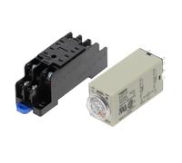 Relés H3Y-2 AC/DC 24V con enchufe Base botón giratorio de retardo de encendido DPDT 1S/5S/10S/30S/60S/3M/5M/10M/30M temporizador relé de tiempo de sincronización(Voltage AC 24V,0-60 Minute)