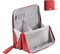 Relevanton Standing Makeup Bag Portable, Large Capacity, Doresty Makeup Bag, Portable Travel Waterproof Organizer Waterproof with Compartments (Red)