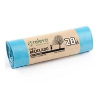 Relevo 100% Reciclado Bolsas de Basura, extra resistentes 20 L, 15 bolsas con autocierre