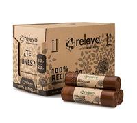 Relevo 100% Reciclado Bolsas de Basura, extra resistentes 20 L, 525 bolsas con autocierre