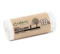 Relevo Bolsas de Basura Pequeñas Blancas con Autocierre - 10L (Ancho 37 cm × Alto 45 cm), 15 Bolsas por Rollo | Perfumadas y Extra Fuertes | 100% LDPE Reciclado | Certificado Blue Angel