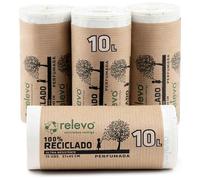 Relevo Bolsas de Basura Pequeñas Blancas con Autocierre - 10L (Ancho 37 cm × Alto 45 cm), 60 Bolsas (4 Rollos × 15 Bolsas) | Perfumadas y Extra Fuertes | 100% LDPE Reciclado | Certificado Blue Angel