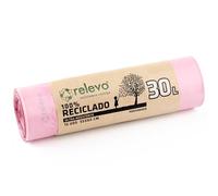 Relevo Bolsas de Basura Rosas con Autocierre - 30L (Ancho 55 cm x Alto 60 cm), 15 Bolsas por Rollo | Perfumadas y Extra Fuertes | 100% LDPE Reciclado | Certificado Blue Angel