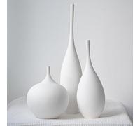 Relexome Jarrón de cerámica blanco moderno bohemio Wabi-Sabi, juego de 3 jarrones estéticos decorativos para centros de mesa, jarrones minimalistas mate para sala de estar, mesa, estante, decoración