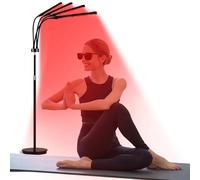 Relhafethy Lámpara de luz roja de 4 cabezas con soporte, 180 LED, 660, 850 y 940, luz infrarroja cercana con temporizador de 10/20/30 minutos y 5 niveles de brillo ajustables para uso en casa y