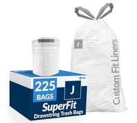 Reli. Bolsas de basura J de ajuste personalizado (225 unidades) para bolsas Simplehuman Code J de 30-45 L, 8-12 galones, bolsas de basura con cordón, bolsas de basura blancas de 8 galones con cordón |