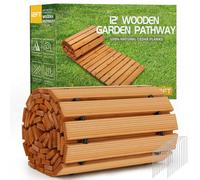 RELIANCER Camino de jardín de madera, camino recto de cedro enrollable al aire libre, camino de patio decorativo para jardín, pasarelas de camino, resistente a la intemperie, suelo de madera