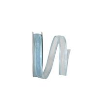 Reliant Ribbon 25205-528-03J - Cinta metálica transparente con borde satinado, 5/8 pulgadas x 25 yardas, azul claro/plateado