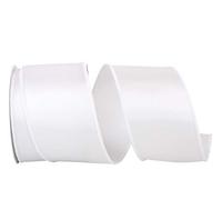 Reliant Ribbon 92575W-030-40F - Cinta satinada con borde con alambre, 2-1/2 pulgadas x 10 yardas, color blanco