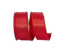 Reliant Ribbon 92575W-065-09F - Cinta de regalo con borde de alambre satinado, 1-1/2 pulgadas x 10 yardas, color rojo