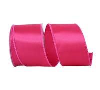 Reliant Ribbon 92575W-222-40F - Cinta satinada con borde con alambre, 2-1/2 pulgadas x 10 yardas, fucsia