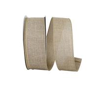Reliant Ribbon - Cinta de lino para uso diario con borde de alambre, 2 1/2 pulgadas x 50 yardas, color natural