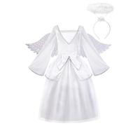 ReliBeauty Disfraz Angel Niña Angelito con Diadema Ala de Ángel y Halo Navideño Carnaval 3-4 años, 100