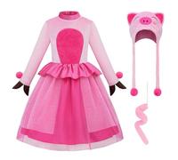 ReliBeauty Disfraz Cerdito niña Cosplay Halloween Carnaval con Orejas Cola de Cerdo,140