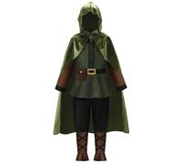 ReliBeauty Disfraz de Arquero Robin Hood Niño Manga Larga 3-12 años con Capa, Pantalón y cubre botas,110