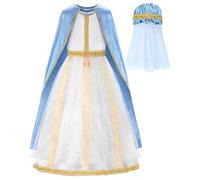ReliBeauty Disfraz de Virgen Maria Navidad Niña 3-12 años con Mantillina de la Cabeza, Capa Larga, 120