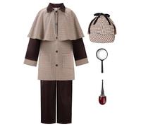 ReliBeauty Disfraz Detective Disfraz Sherlock Holmes Niños y Niñas con Accesorios 5-6 años(110cm)